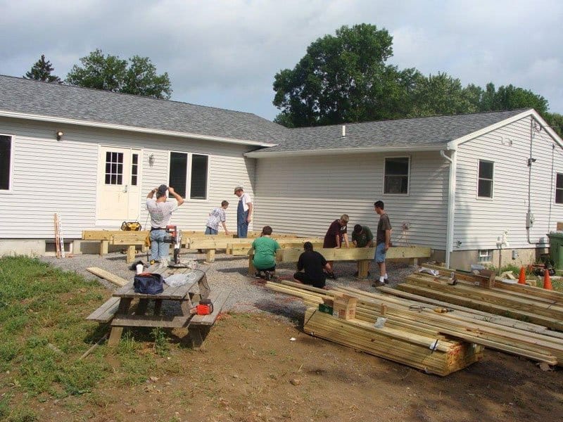 Building the deck at the CanTeen Center